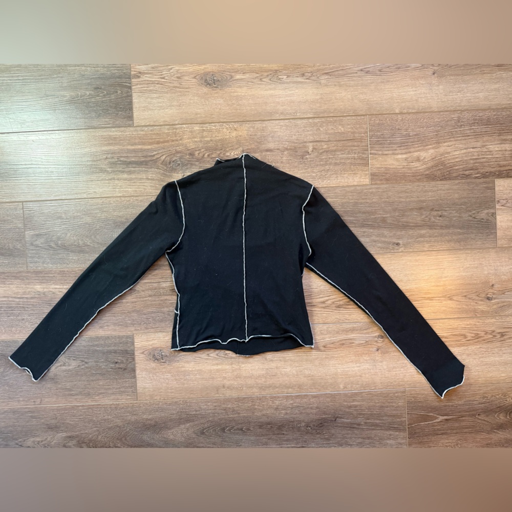 Good American Black Long Sleeve Top with White Stitching - Picture 3 of 3